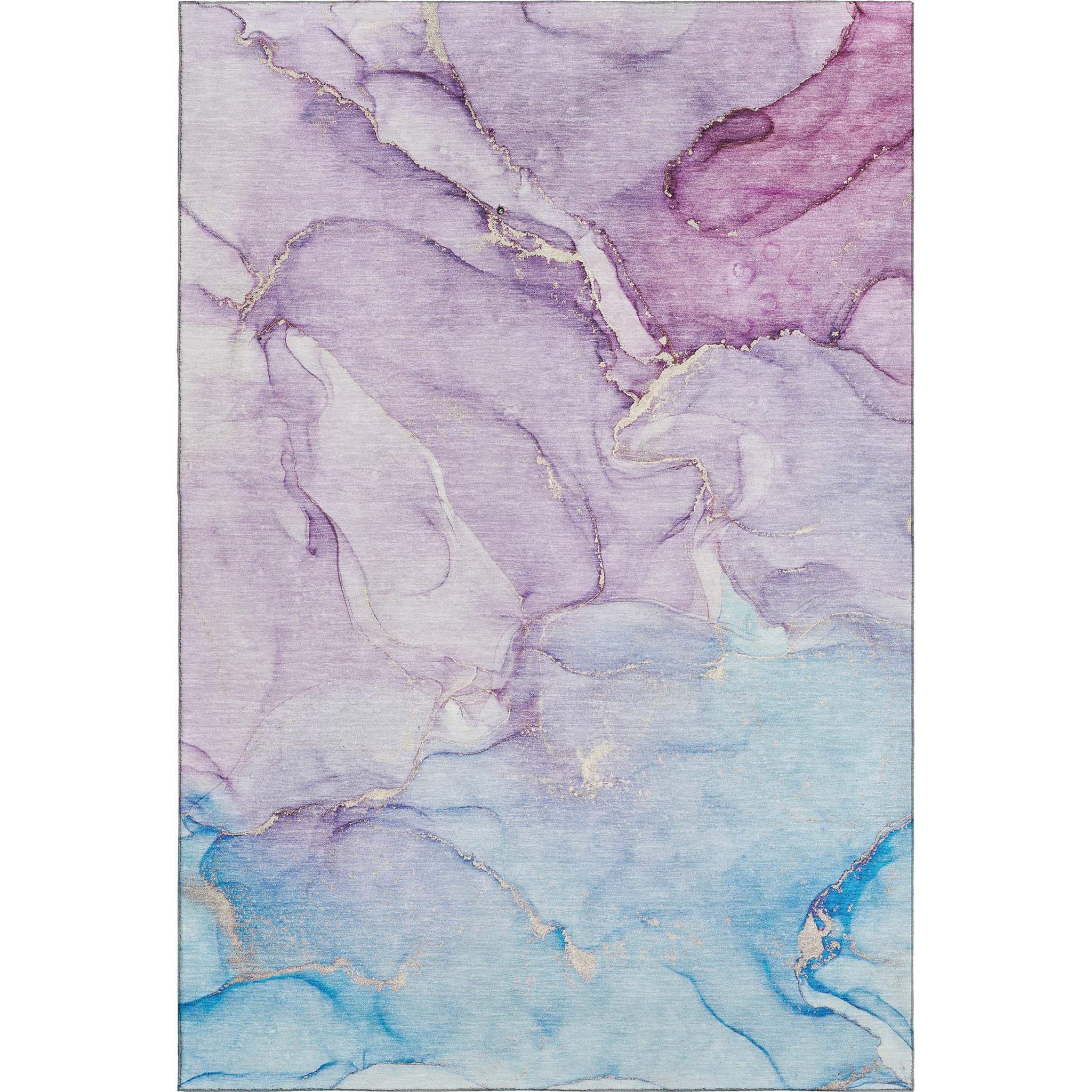 3' X 5' Purple Blue And Ivory Abstract Washable Area Rug With UV Protection - HomeRoots - Flyclothing LLC