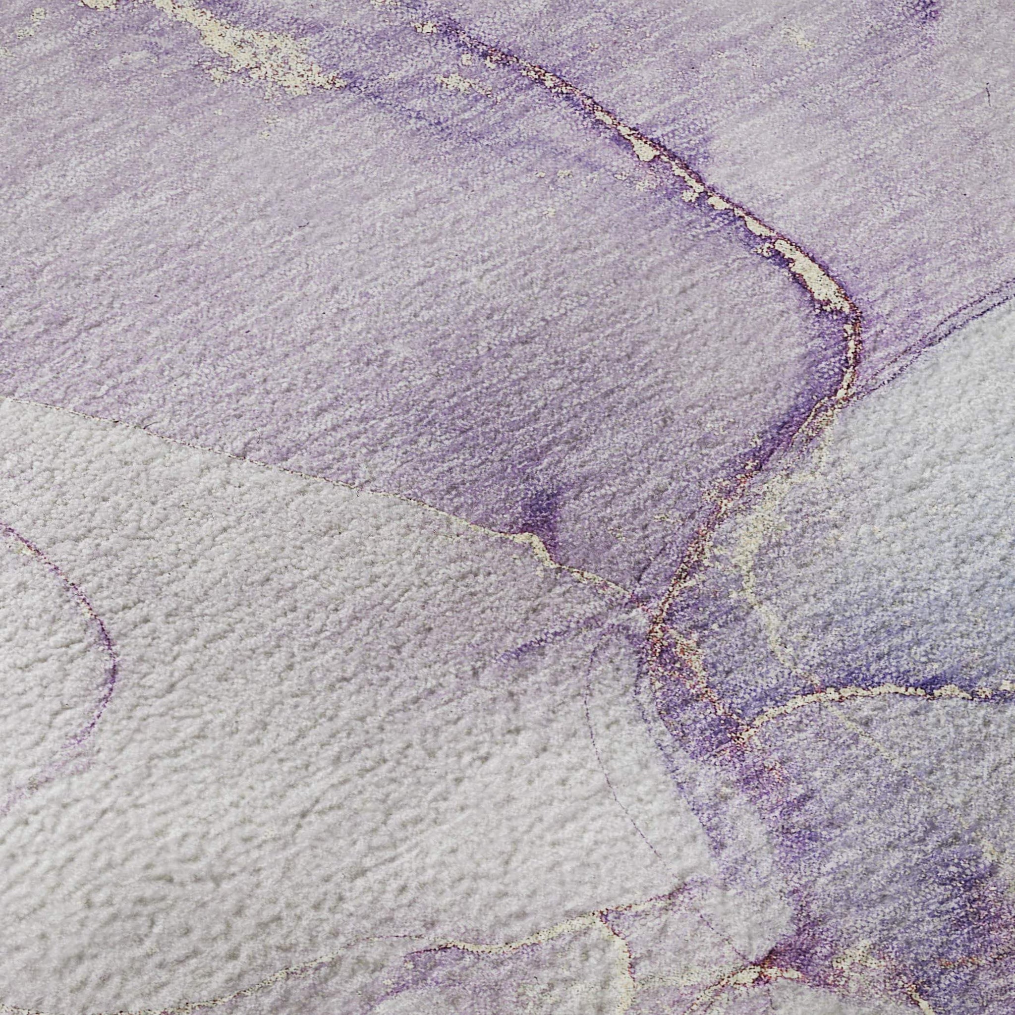 3' X 5' Purple Blue And Ivory Abstract Washable Area Rug With UV Protection - HomeRoots - Flyclothing LLC