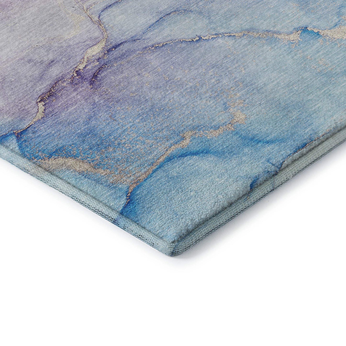 8' Purple Blue And Ivory Abstract Washable Round Rug With UV Protection - HomeRoots - Flyclothing LLC