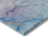 8' Purple Blue And Ivory Abstract Washable Round Rug With UV Protection - HomeRoots - Flyclothing LLC