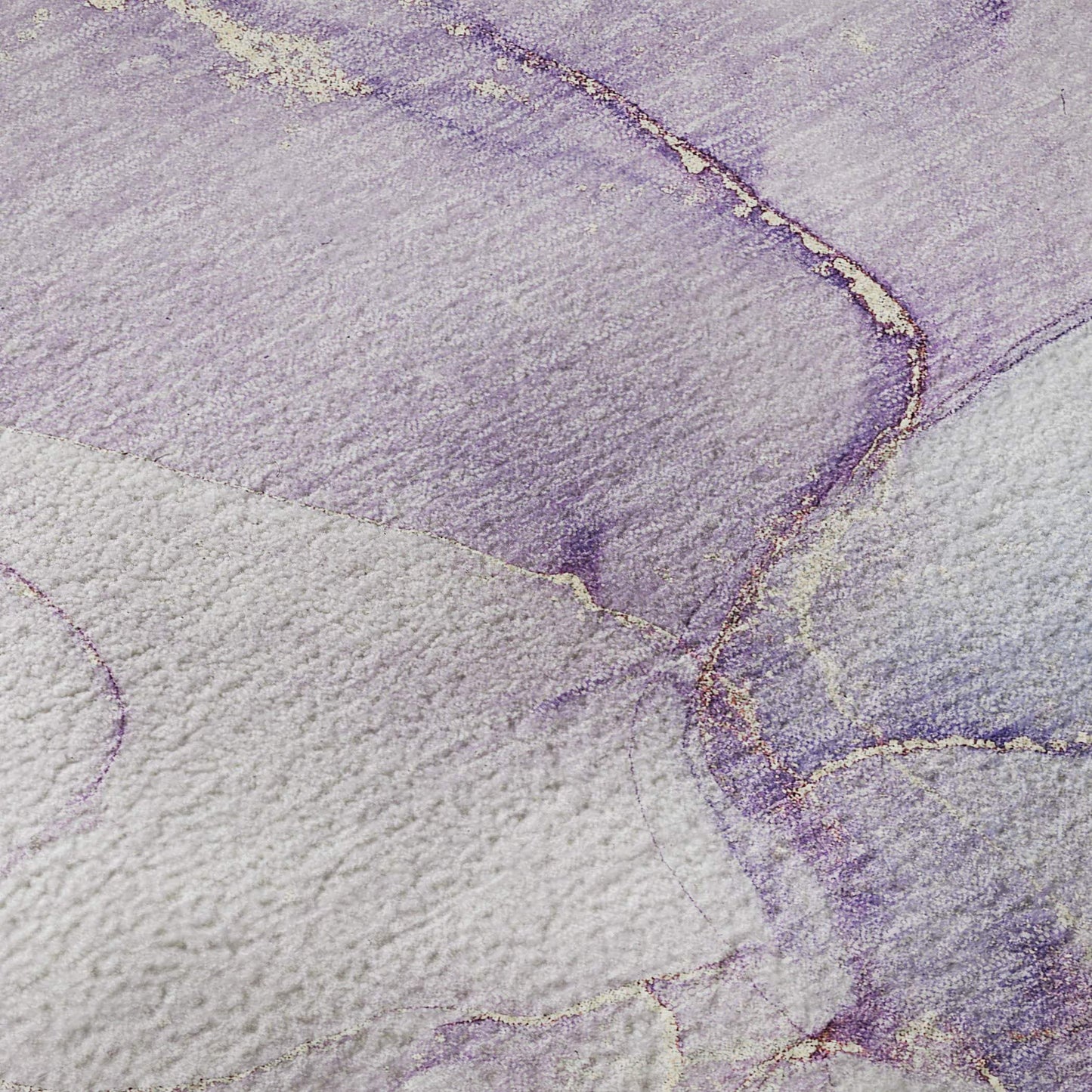 8' Purple Blue And Ivory Abstract Washable Round Rug With UV Protection - HomeRoots - Flyclothing LLC