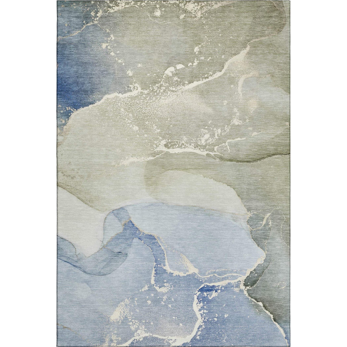 3' X 5' Blue Gray And Ivory Abstract Washable Area Rug With UV Protection - HomeRoots - Flyclothing LLC