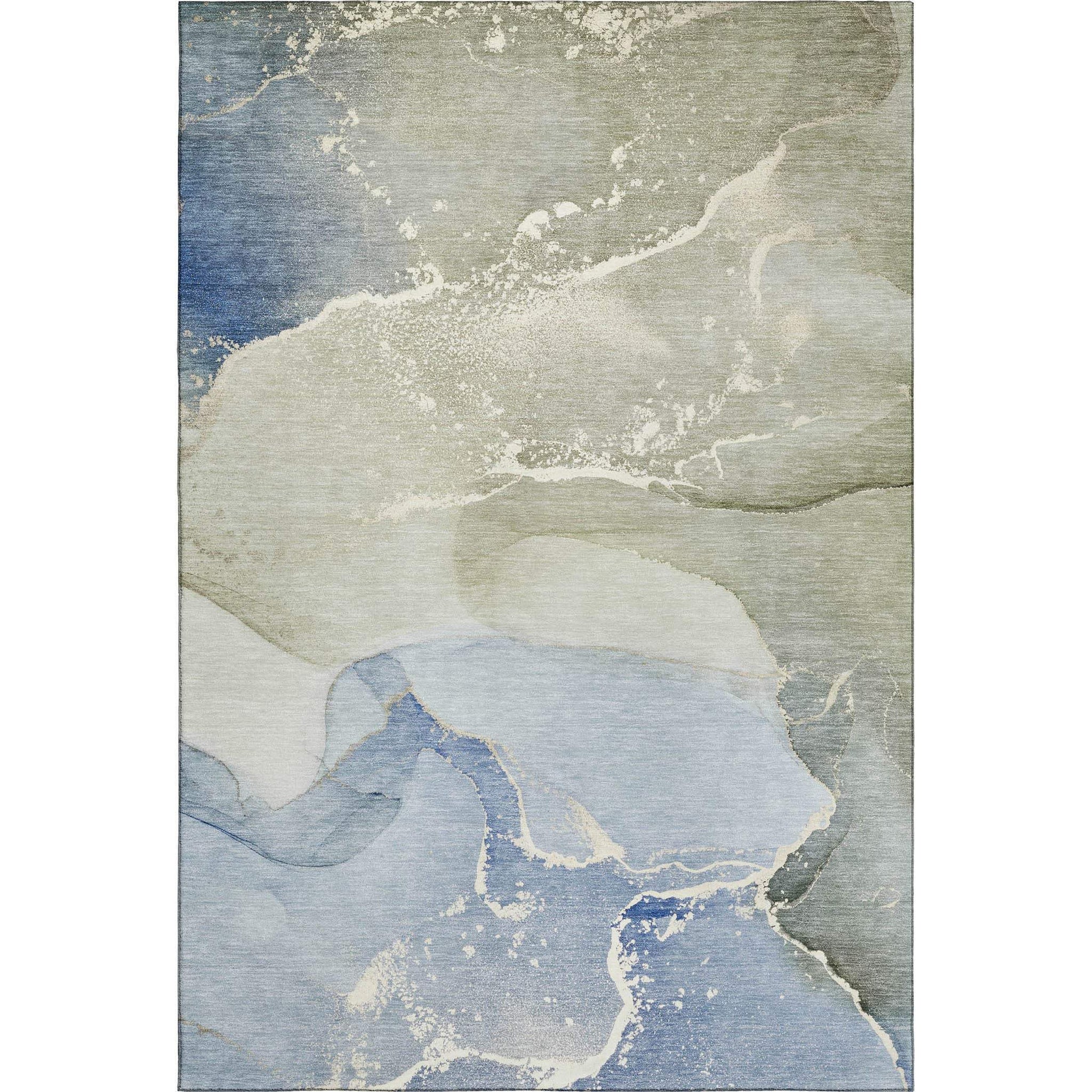 3' X 5' Blue Gray And Ivory Abstract Washable Area Rug With UV Protection - HomeRoots - Flyclothing LLC