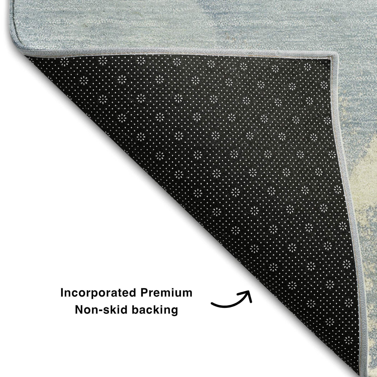 3' X 5' Blue Gray And Ivory Abstract Washable Area Rug With UV Protection - HomeRoots - Flyclothing LLC
