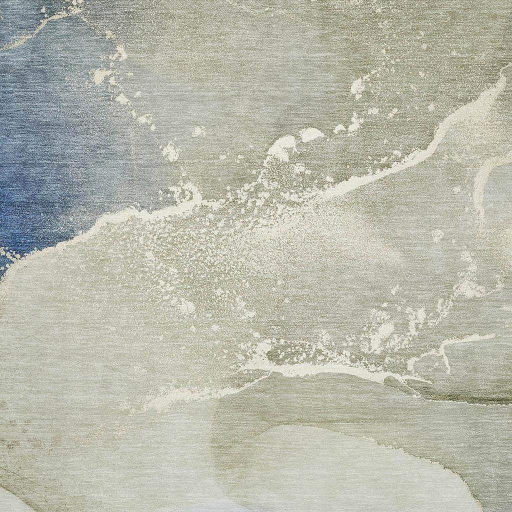 3' X 5' Blue Gray And Ivory Abstract Washable Area Rug With UV Protection - HomeRoots - Flyclothing LLC