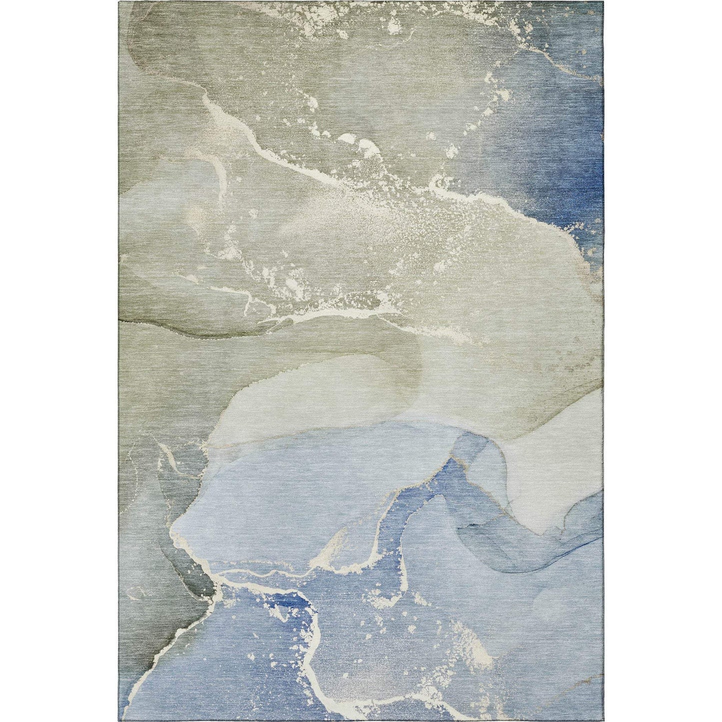 3' X 5' Blue Gray And Ivory Abstract Washable Area Rug With UV Protection - HomeRoots - Flyclothing LLC