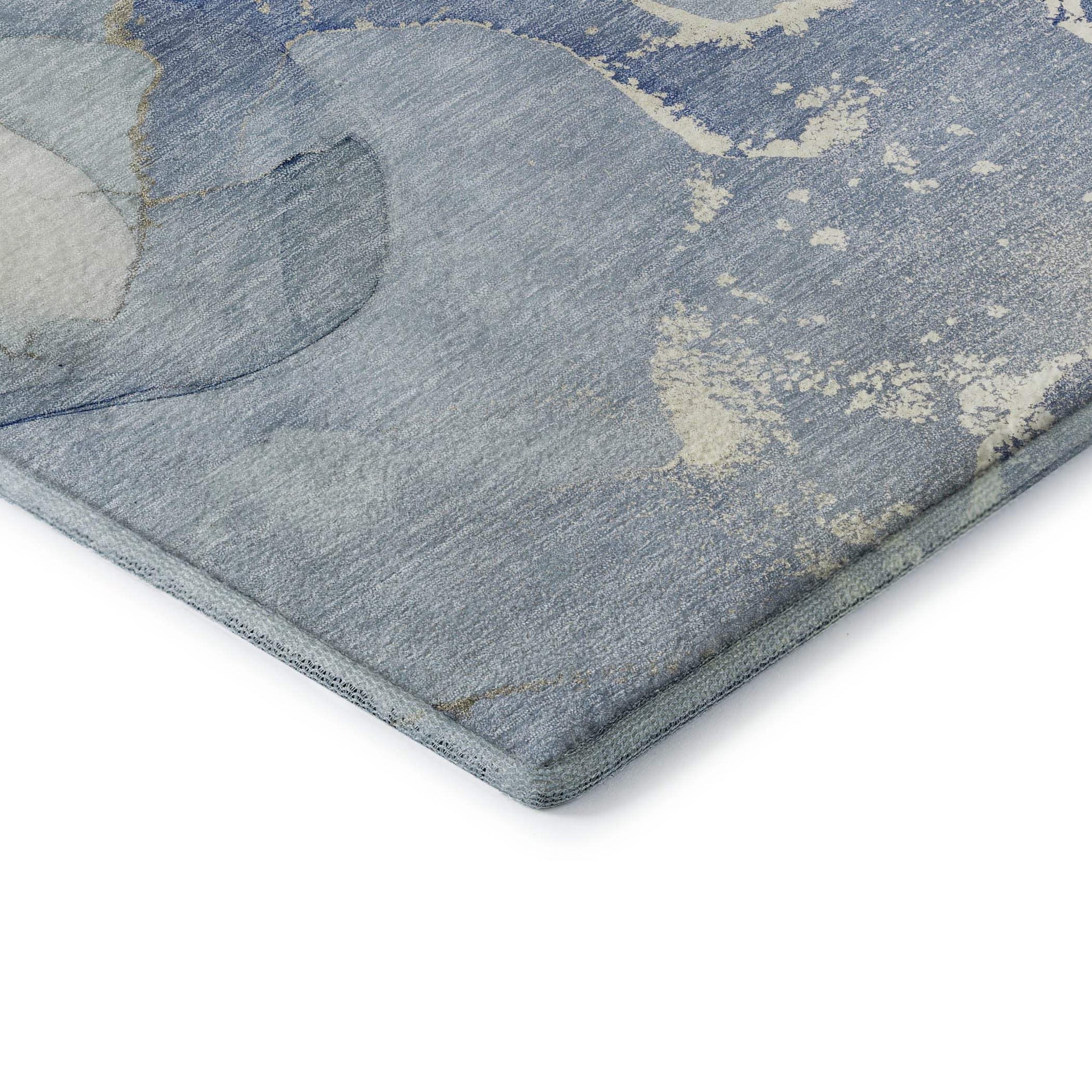 5' X 8' Blue Gray And Ivory Abstract Washable Area Rug With UV Protection - HomeRoots - Flyclothing LLC