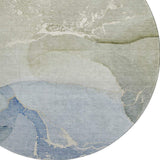 8' Blue Gray And Ivory Abstract Washable Round Rug With UV Protection - HomeRoots - Flyclothing LLC