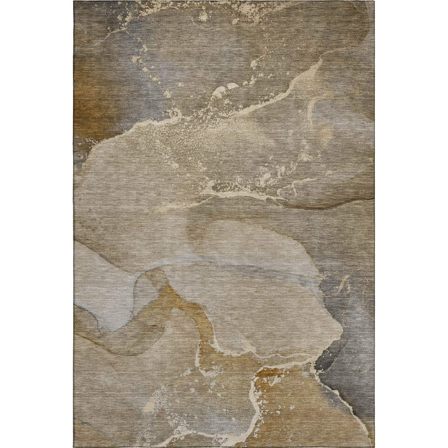 3' X 5' Brown Gray And Ivory Abstract Washable Area Rug With UV Protection - HomeRoots - Flyclothing LLC