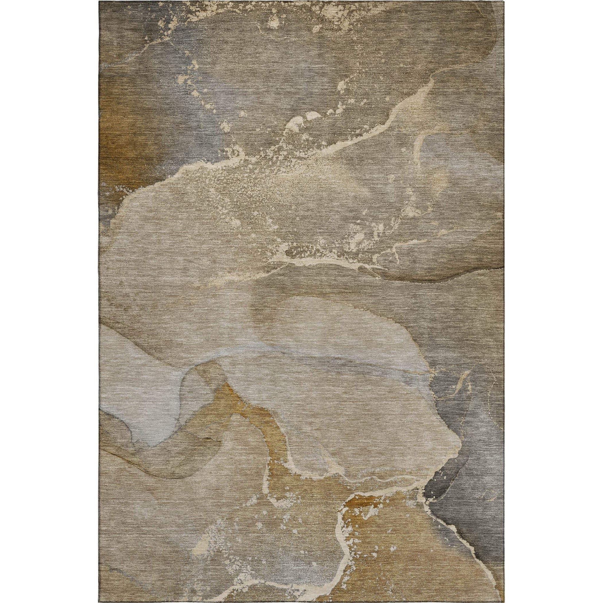 3' X 5' Brown Gray And Ivory Abstract Washable Area Rug With UV Protection - HomeRoots - Flyclothing LLC