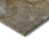 8' Brown Gray And Ivory Abstract Washable Round Rug With UV Protection - HomeRoots - Flyclothing LLC