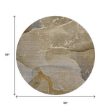8' Brown Gray And Ivory Abstract Washable Round Rug With UV Protection - HomeRoots - Flyclothing LLC