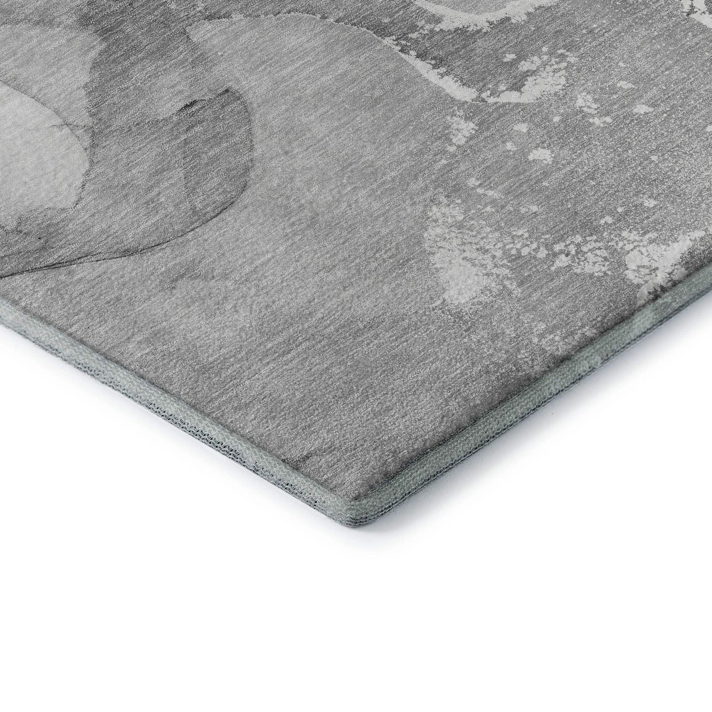 5' X 8' Gray And Ivory Abstract Washable Area Rug With UV Protection - HomeRoots - Flyclothing LLC