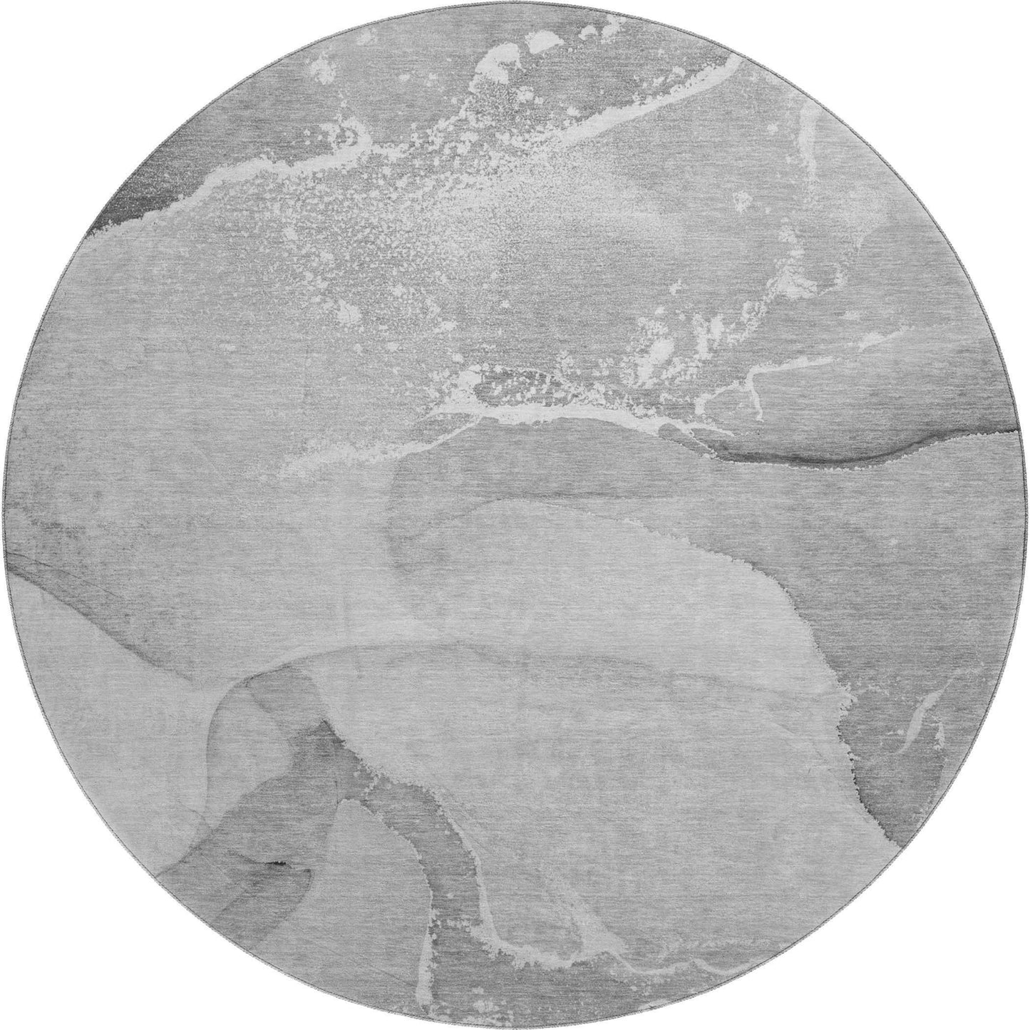 8' Gray And Ivory Abstract Washable Round Rug With UV Protection - HomeRoots - Flyclothing LLC