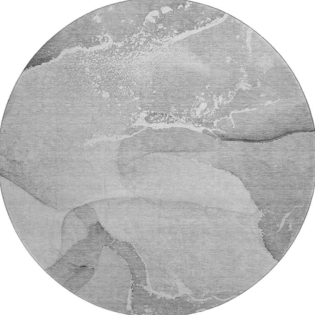 8' Gray And Ivory Abstract Washable Round Rug With UV Protection - HomeRoots - Flyclothing LLC