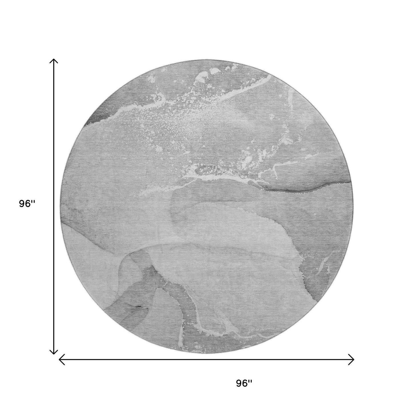 8' Gray And Ivory Abstract Washable Round Rug With UV Protection - HomeRoots - Flyclothing LLC