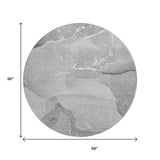 8' Gray And Ivory Abstract Washable Round Rug With UV Protection - HomeRoots - Flyclothing LLC