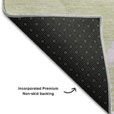 3' X 5' Purple Green And Ivory Abstract Washable Area Rug With UV Protection - HomeRoots - Flyclothing LLC