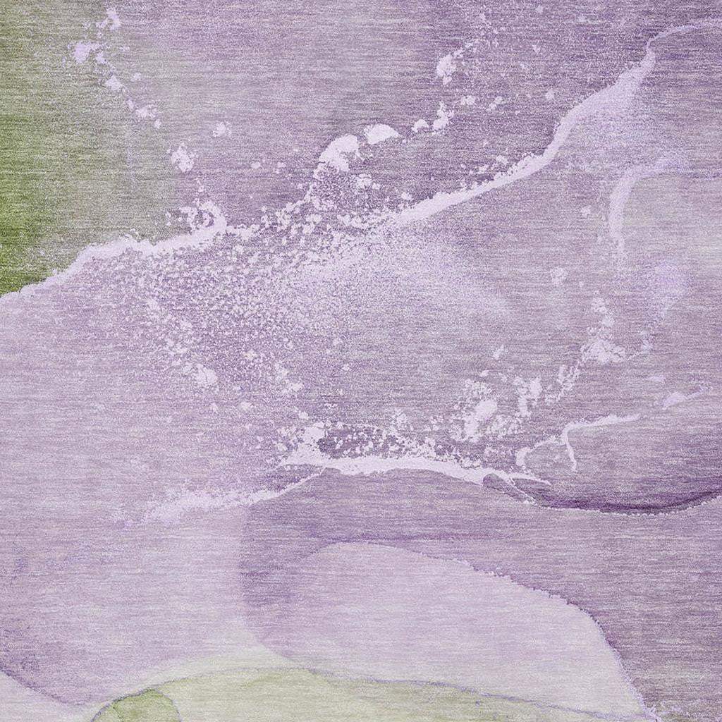 3' X 5' Purple Green And Ivory Abstract Washable Area Rug With UV Protection - HomeRoots - Flyclothing LLC