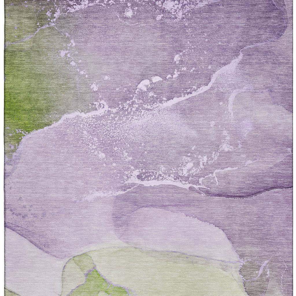 3' X 5' Purple Green And Ivory Abstract Washable Area Rug With UV Protection - HomeRoots - Flyclothing LLC