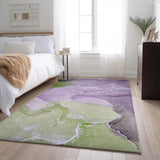 5' X 8' Purple Green And Ivory Abstract Washable Area Rug With UV Protection - HomeRoots - Flyclothing LLC