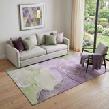 5' X 8' Purple Green And Ivory Abstract Washable Area Rug With UV Protection - HomeRoots - Flyclothing LLC