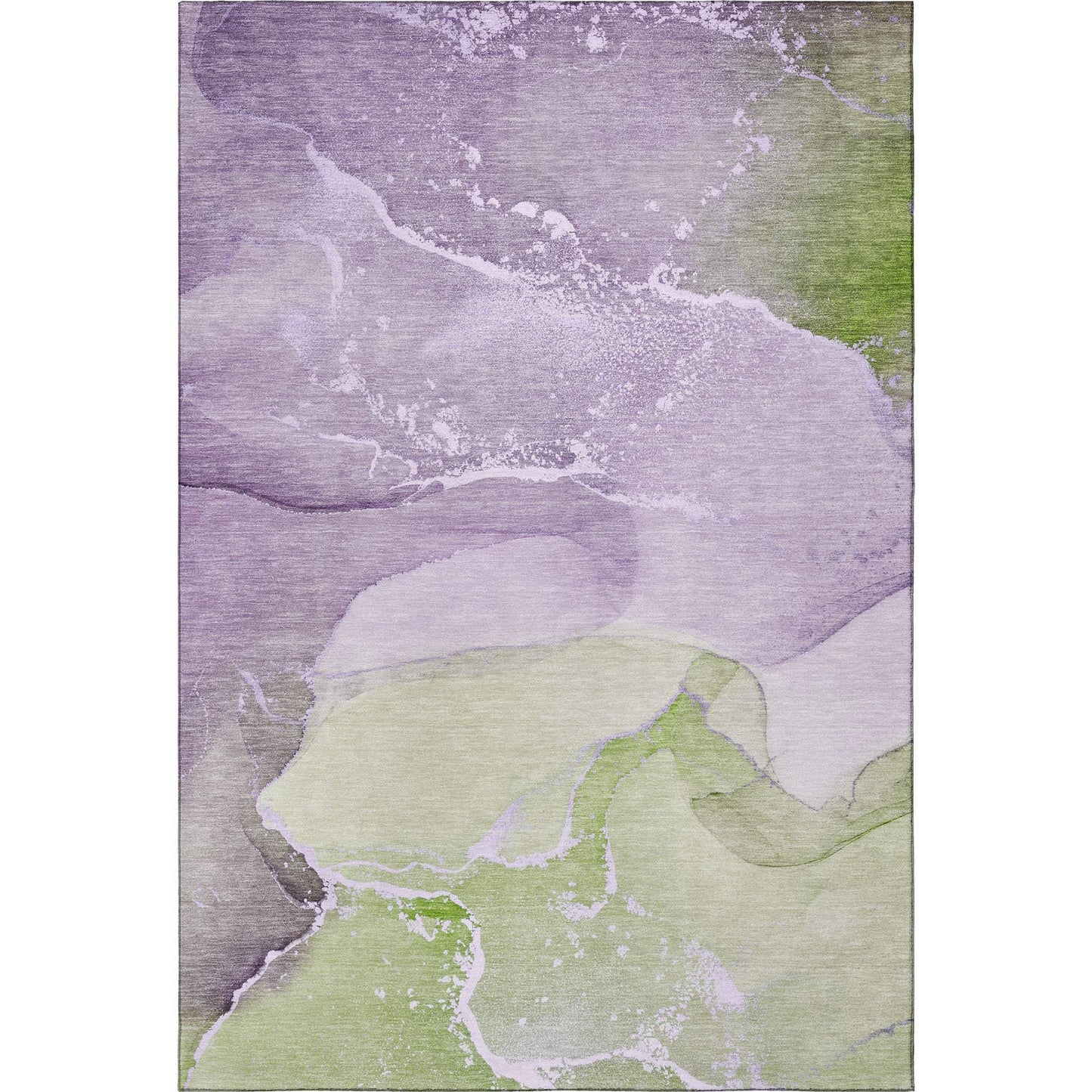 5' X 8' Purple Green And Ivory Abstract Washable Area Rug With UV Protection - HomeRoots - Flyclothing LLC