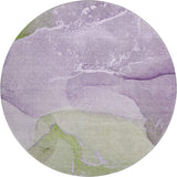 8' Purple Green And Ivory Abstract Washable Round Rug With UV Protection - HomeRoots - Flyclothing LLC
