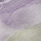 8' Purple Green And Ivory Abstract Washable Round Rug With UV Protection - HomeRoots - Flyclothing LLC