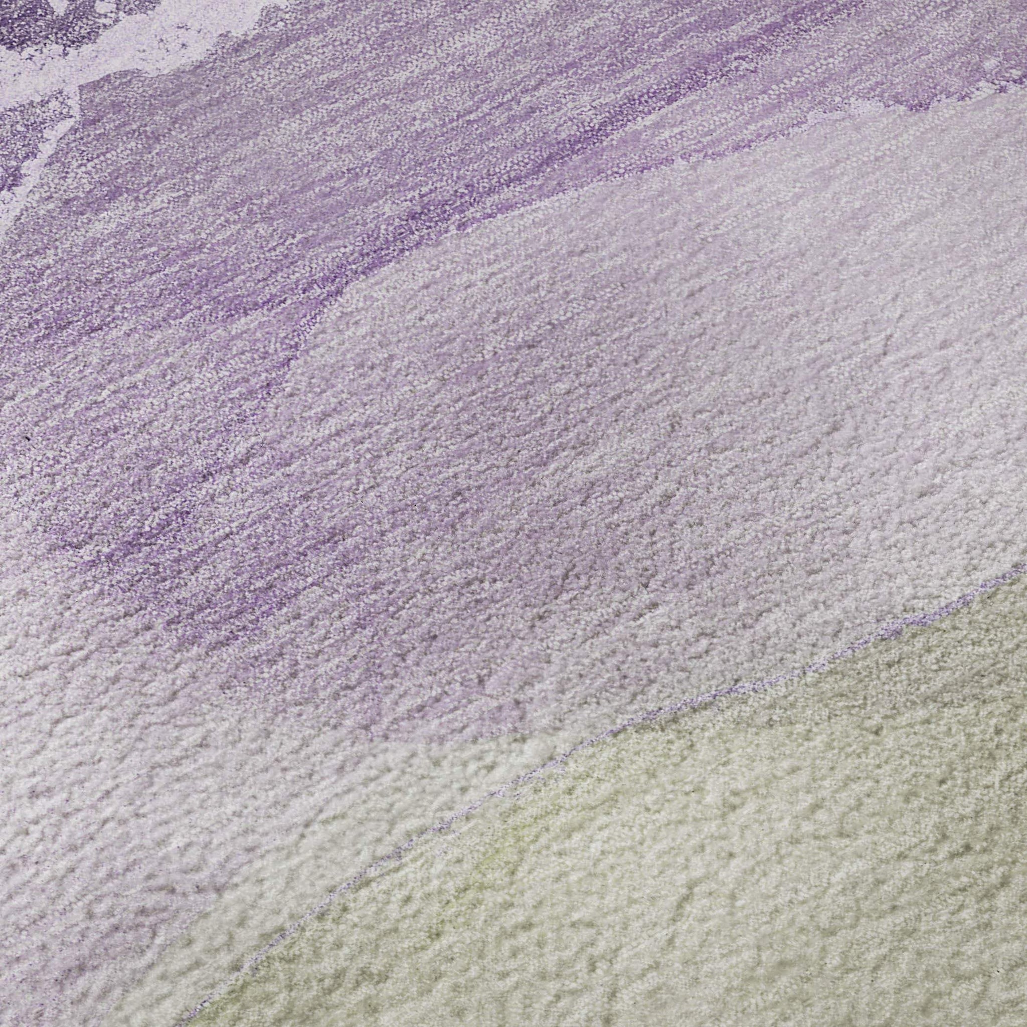 8' Purple Green And Ivory Abstract Washable Round Rug With UV Protection - HomeRoots - Flyclothing LLC