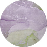 8' Purple Green And Ivory Abstract Washable Round Rug With UV Protection - HomeRoots - Flyclothing LLC