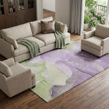 8' X 10' Purple Green And Ivory Abstract Washable Area Rug With UV Protection - HomeRoots - Flyclothing LLC