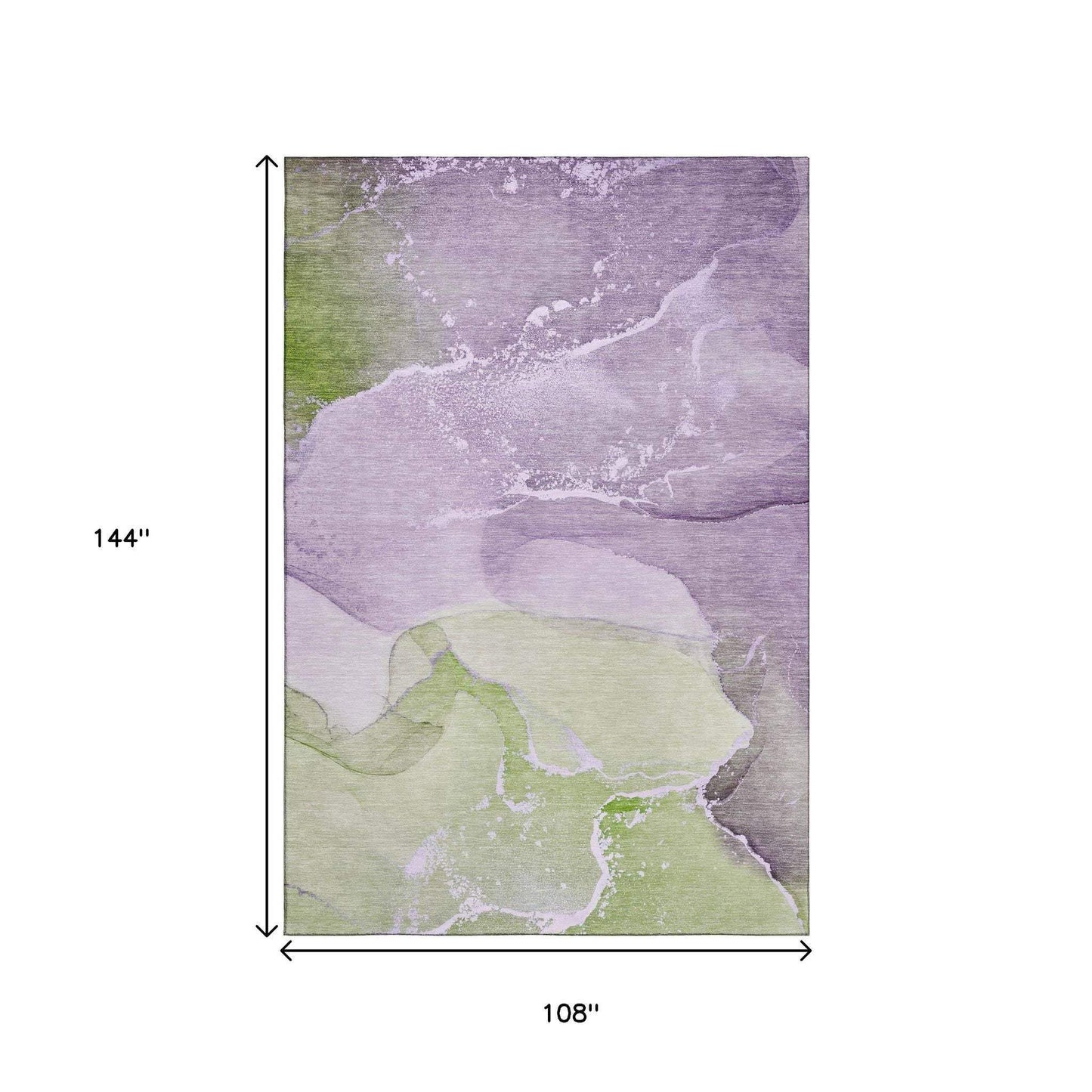 9' X 12' Purple Green And Ivory Abstract Washable Area Rug With UV Protection - HomeRoots - Flyclothing LLC