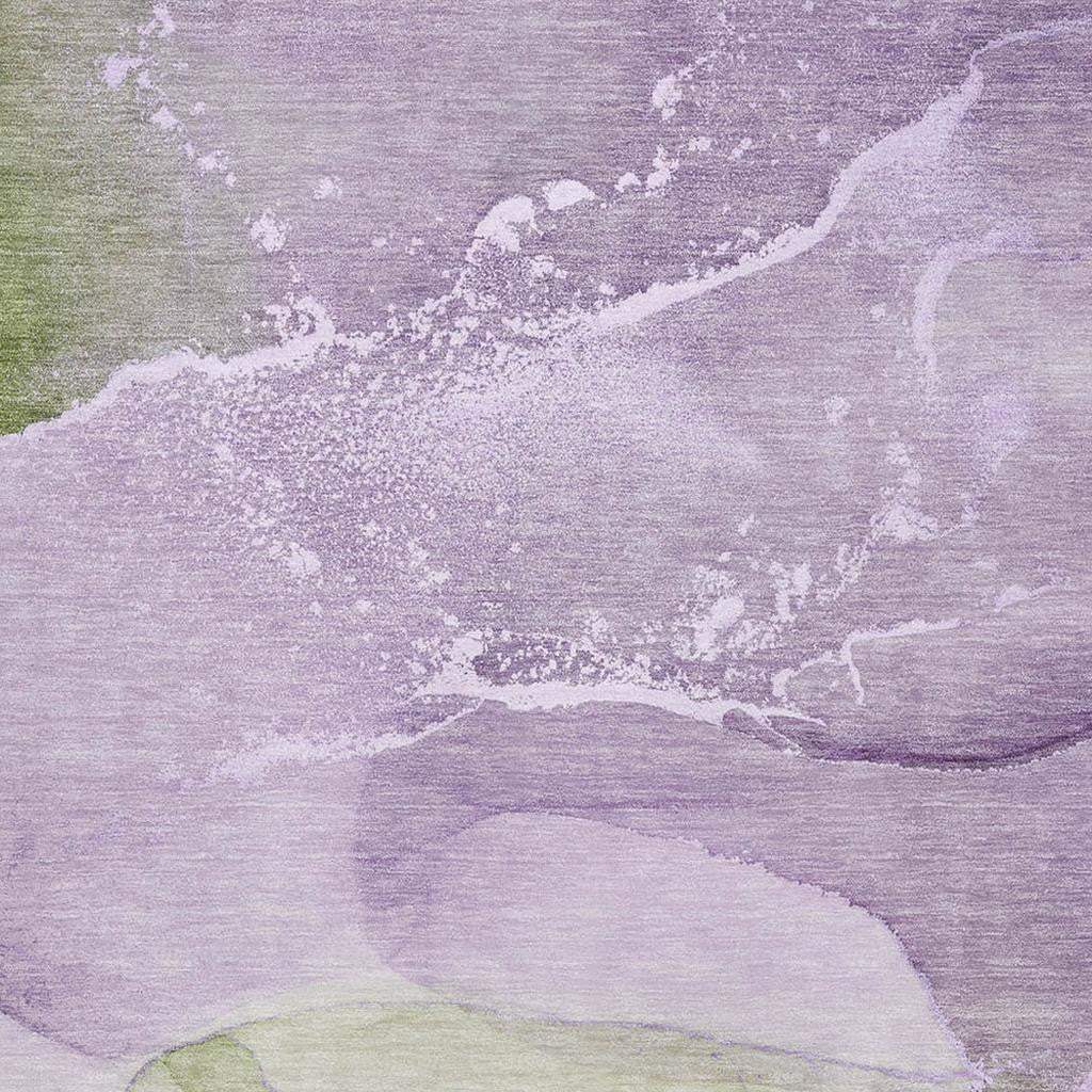 9' X 12' Purple Green And Ivory Abstract Washable Area Rug With UV Protection - HomeRoots - Flyclothing LLC