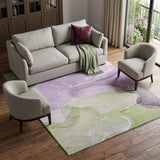 10' X 14' Purple Green And Ivory Abstract Washable Area Rug With UV Protection - HomeRoots - Flyclothing LLC