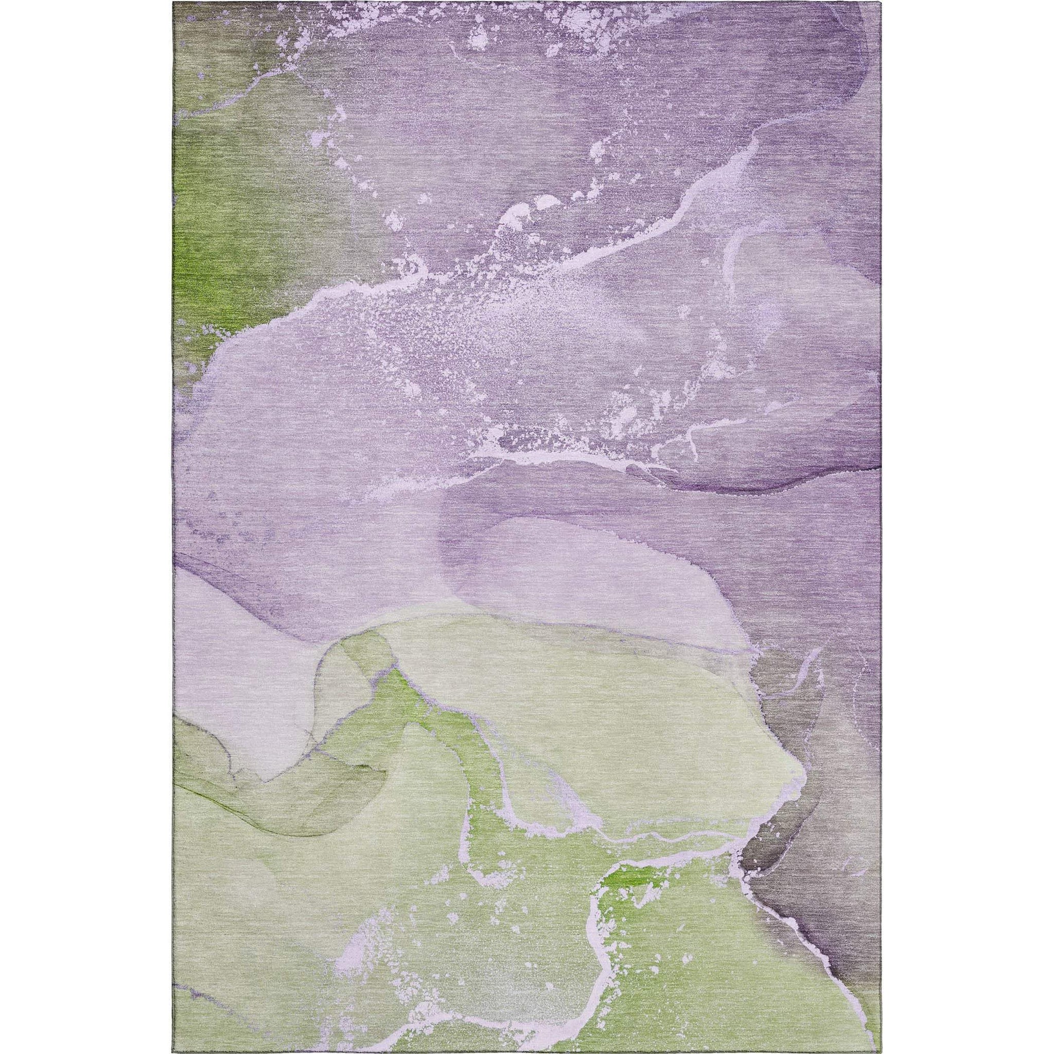 10' X 14' Purple Green And Ivory Abstract Washable Area Rug With UV Protection - HomeRoots - Flyclothing LLC