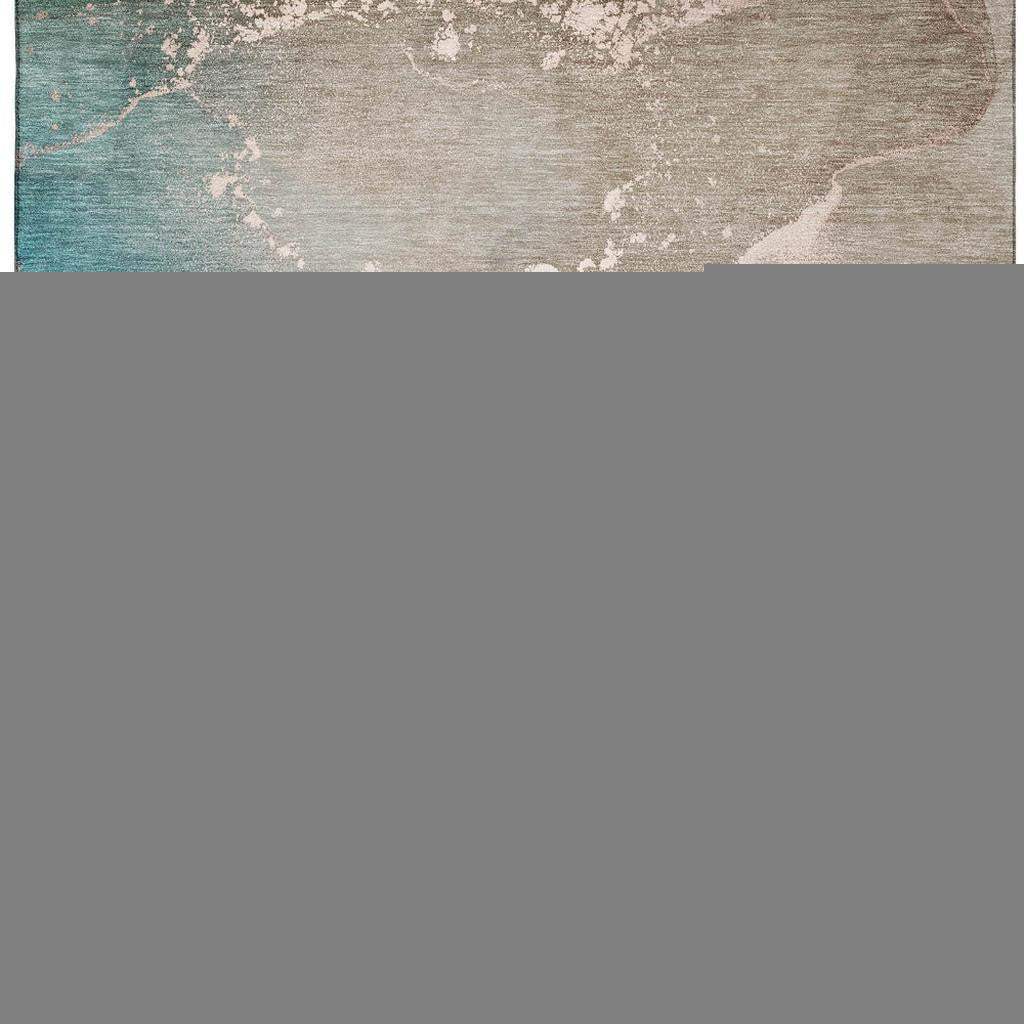 3' X 5' Teal Beige And Ivory Abstract Washable Area Rug With UV Protection - HomeRoots - Flyclothing LLC