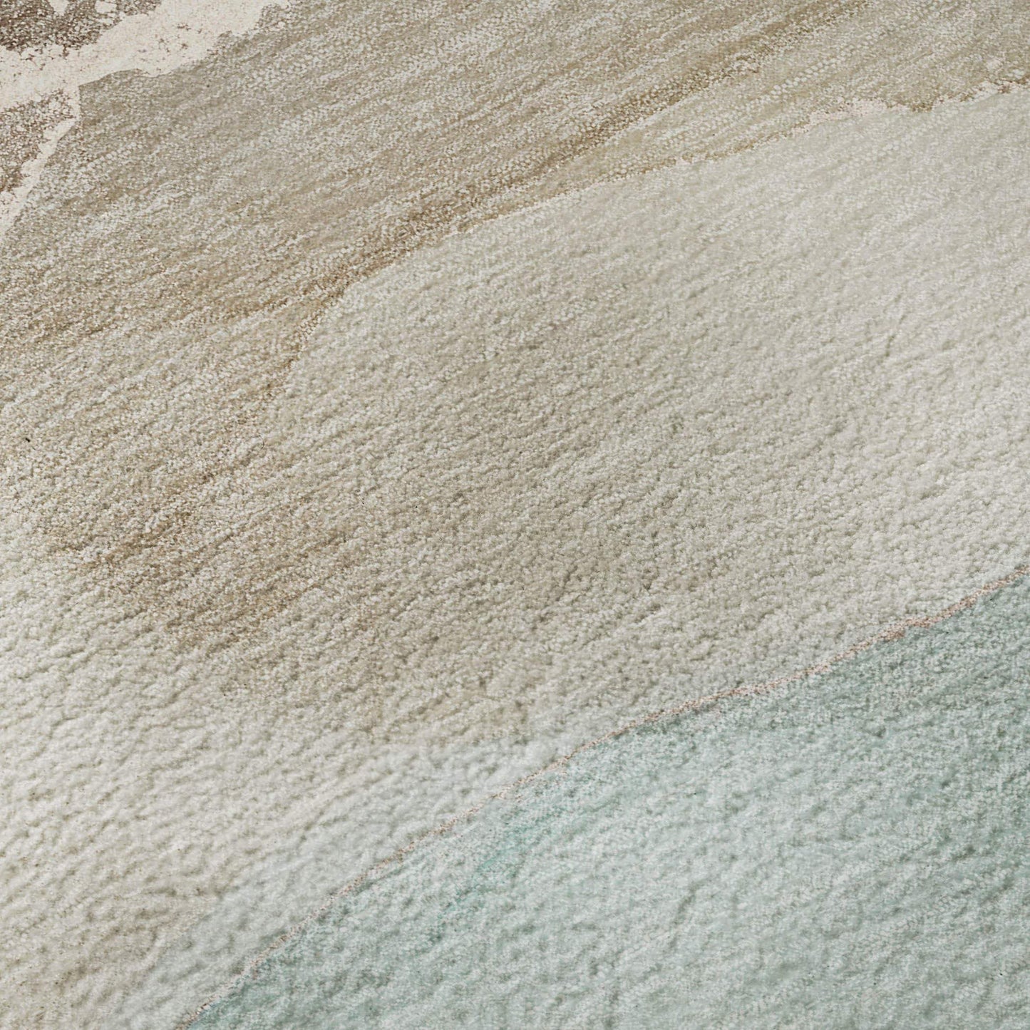 8' Teal Beige And Ivory Abstract Washable Round Rug With UV Protection - HomeRoots - Flyclothing LLC