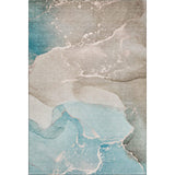 9' X 12' Teal Beige And Ivory Abstract Washable Area Rug With UV Protection - HomeRoots - Flyclothing LLC