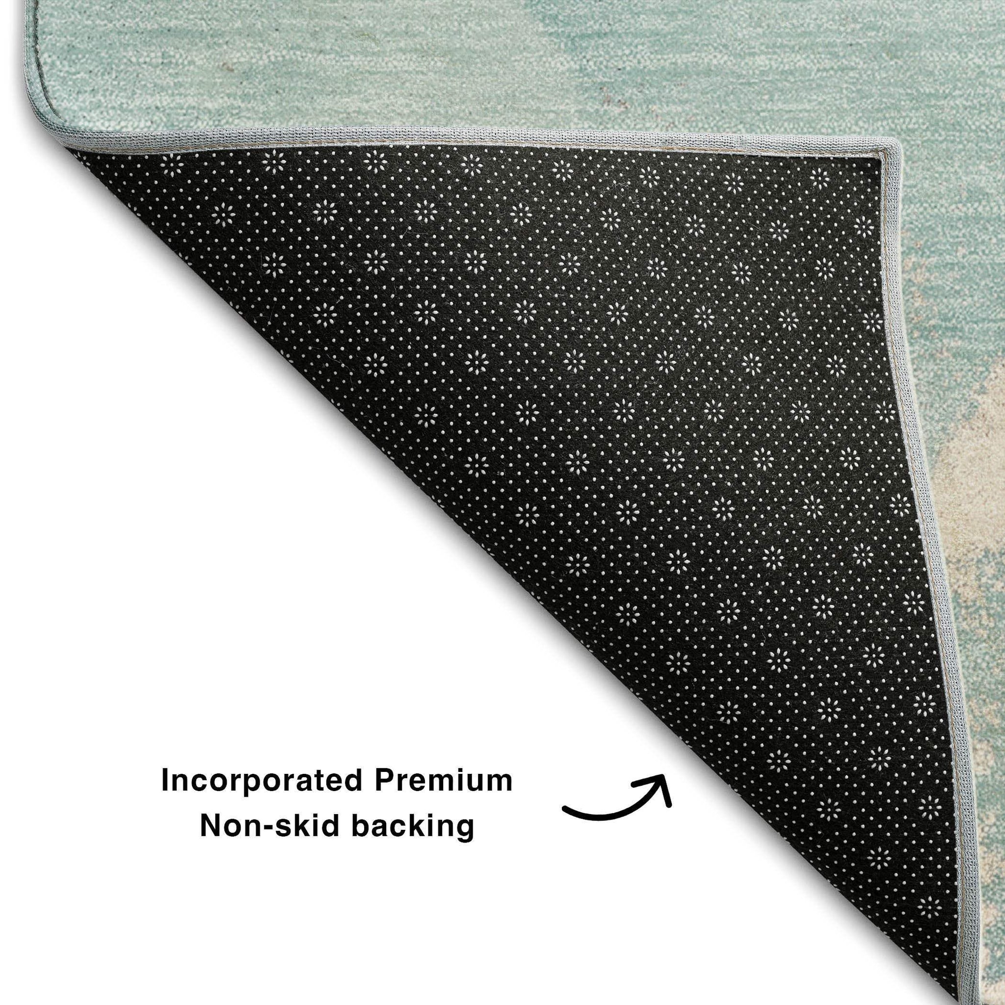 10' X 14' Teal Beige And Ivory Abstract Washable Area Rug With UV Protection - HomeRoots - Flyclothing LLC
