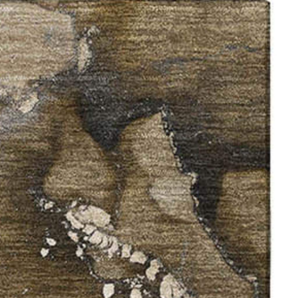 3' X 5' Brown Ivory And Gray Abstract Washable Area Rug With UV Protection - HomeRoots - Flyclothing LLC