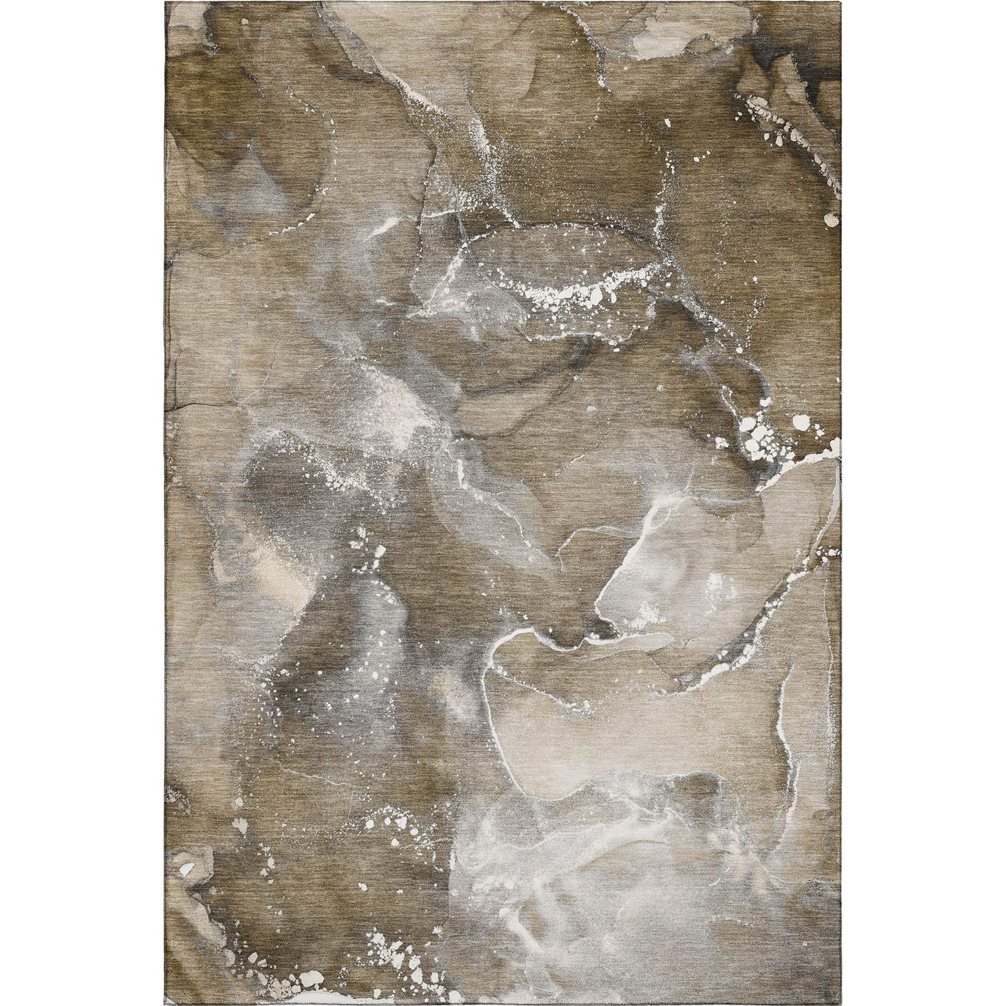 3' X 5' Brown Ivory And Gray Abstract Washable Area Rug With UV Protection - HomeRoots - Flyclothing LLC