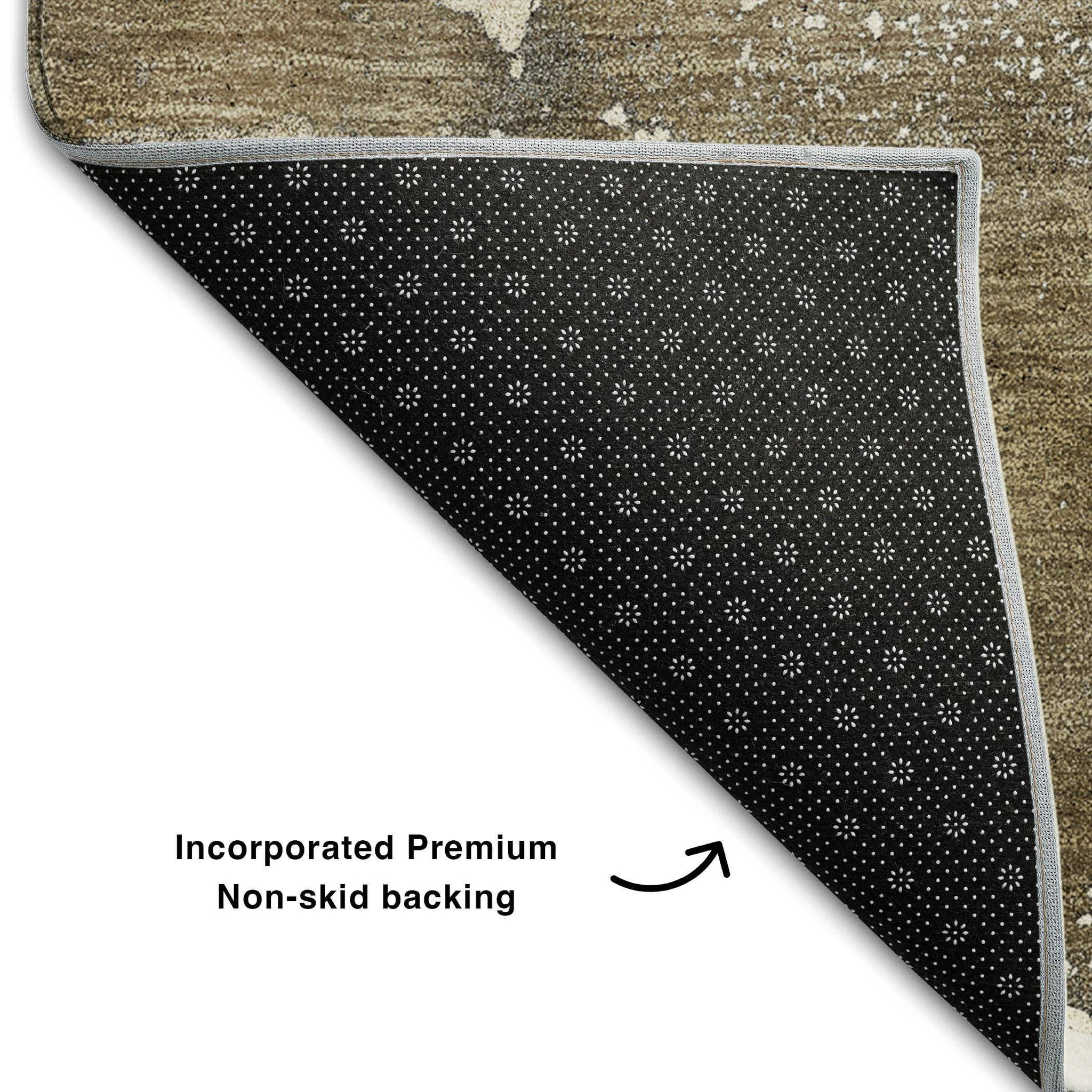 3' X 5' Brown Ivory And Gray Abstract Washable Area Rug With UV Protection - HomeRoots - Flyclothing LLC
