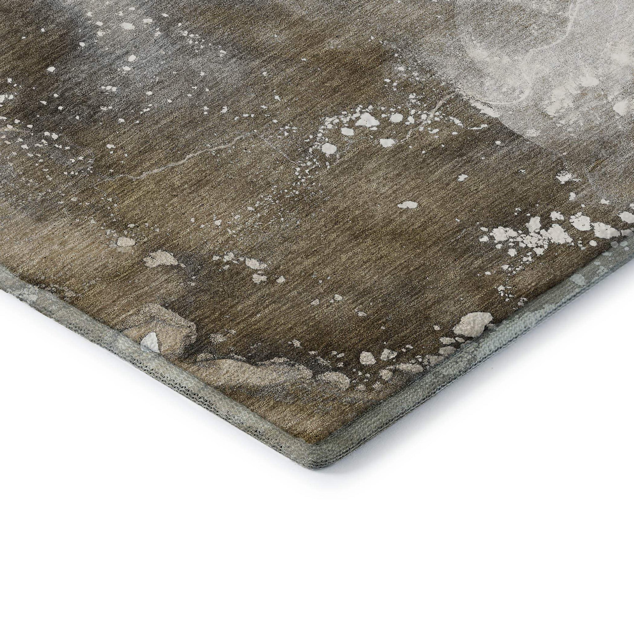 3' X 5' Brown Ivory And Gray Abstract Washable Area Rug With UV Protection - HomeRoots - Flyclothing LLC