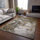 3' X 5' Brown Ivory And Gray Abstract Washable Area Rug With UV Protection - HomeRoots - Flyclothing LLC