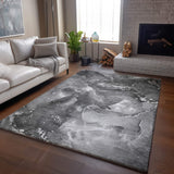 3' X 5' Gray And Ivory Abstract Washable Area Rug With UV Protection - HomeRoots - Flyclothing LLC