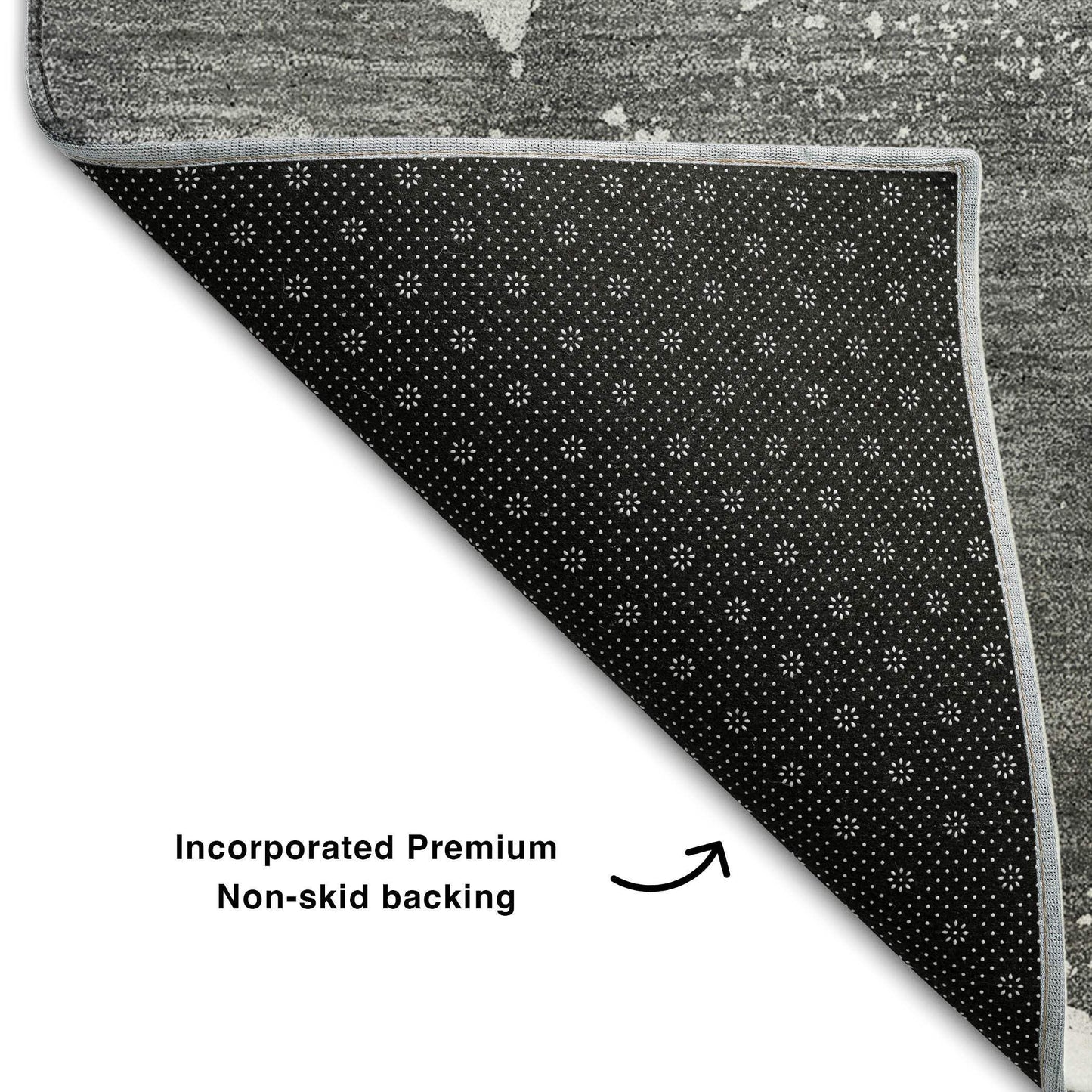 8' Gray And Ivory Abstract Washable Round Rug With UV Protection - HomeRoots - Flyclothing LLC