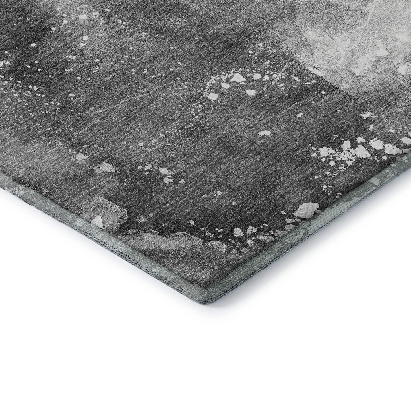 8' Gray And Ivory Abstract Washable Round Rug With UV Protection - HomeRoots - Flyclothing LLC