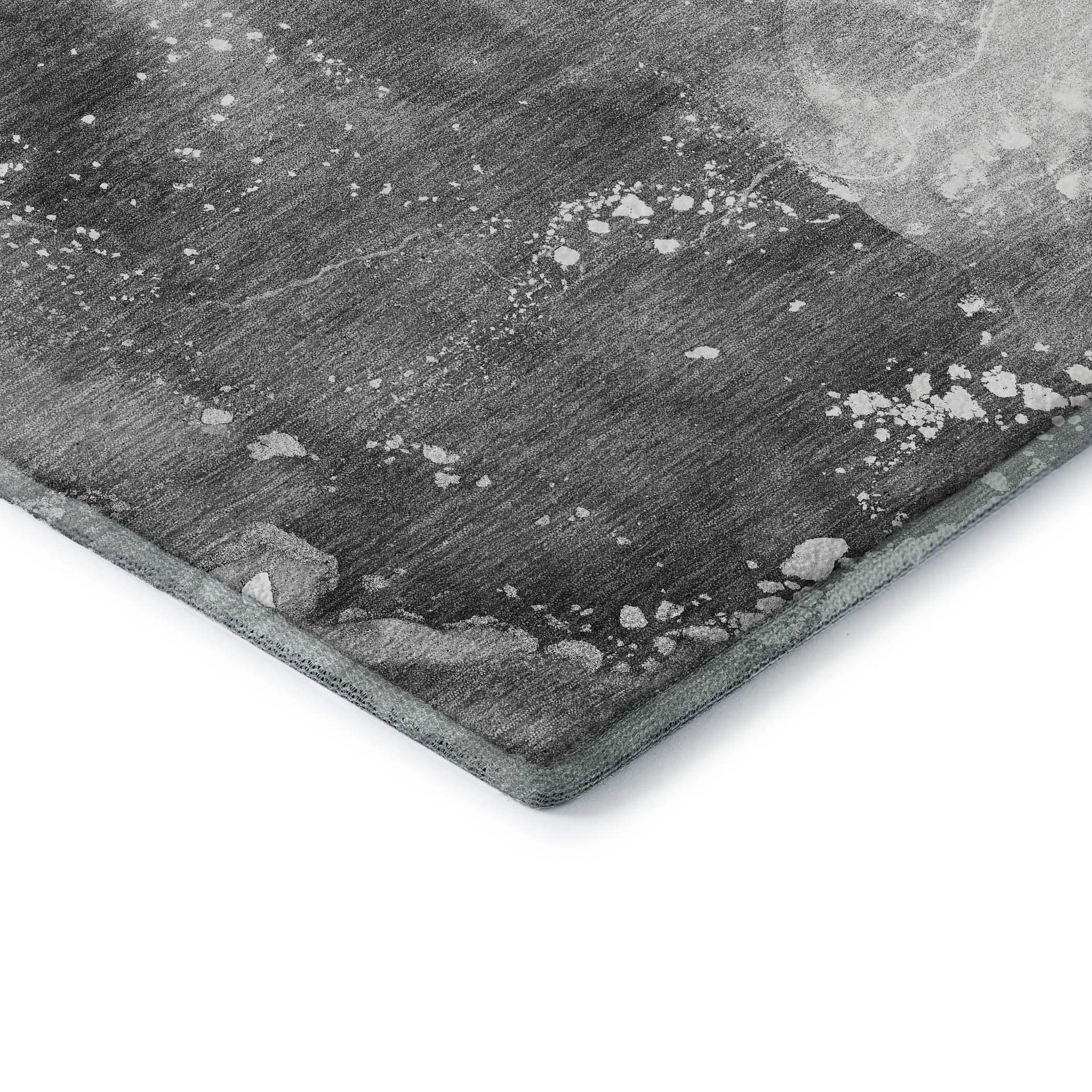 8' Gray And Ivory Abstract Washable Round Rug With UV Protection - HomeRoots - Flyclothing LLC