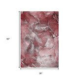 3' X 5' Merlot And Ivory Abstract Washable Area Rug With UV Protection - HomeRoots - Flyclothing LLC
